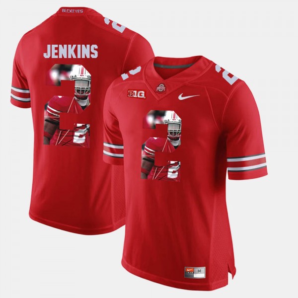 Ohio State Buckeyes Malcolm Jenkins Men's #2 Scarlet Pictorial Fashion College Football Jersey 2404HVQZ7